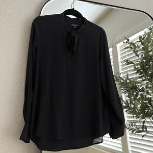 Madewell Black Neck Tie Blouse (S)